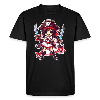 Anime Fille Pirate - T-shirt Premium bio Homme - noir - Devant - Nico (187cm)