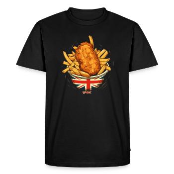 British Flag and Fish and Chips - Men's Premium Organic T-Shirt - black - Front - Nico (187cm)