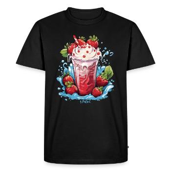 Lait glacé à la fraise - T-shirt Premium bio Homme - noir - Devant - Nico (187cm)