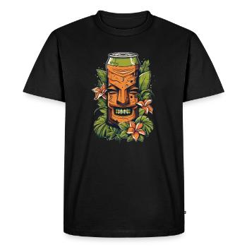 Smiling Tiki in the Jungle: Soda Can - Men's Premium Organic T-Shirt - black - Front - Nico (187cm)