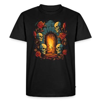The Dark Dungeon Love: Skulls and Roses - Men's Premium Organic T-Shirt - black - Front - Nico (187cm)