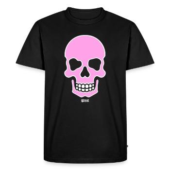Un crâne rose souriant crâne - T-shirt Premium bio Homme - noir - Devant - Nico (187cm)