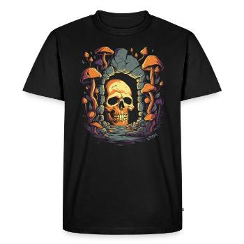 The Old Dungeon Mushrooms Skull - Men's Premium Organic T-Shirt - black - Front - Nico (187cm)