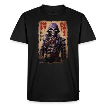 Kanji Japan Poster: Skull, Skeleton, Samurai - Men's Premium Organic T-Shirt - black - Front - Nico (187cm)