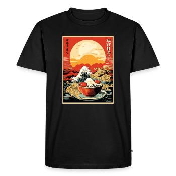 Affiche japonaise parodique : Kanagawa Wave Sushi - T-shirt Premium bio Homme - noir - Devant - Nico (187cm)