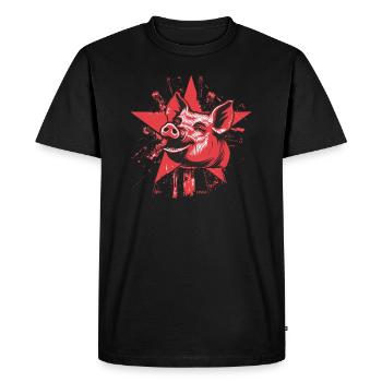 Sarcasme, cochon socialiste de gauche avec une étoile - T-shirt Premium bio Homme - noir - Devant - Nico (187cm)