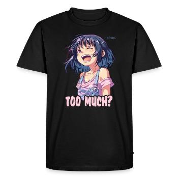 Trop? Fille animée qui rit - T-shirt Premium bio Homme - noir - Devant - Nico (187cm)