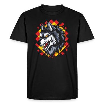 Le grand méchant motif à carreaux loup - T-shirt Premium bio Homme - noir - Devant - Nico (187cm)