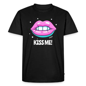 Couleurs acidulées Mun, embrasse-moi ! - T-shirt Premium bio Homme - noir - Devant - Nico (187cm)