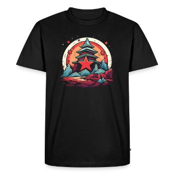 Un sanctuaire de pierre et d’étoiles au Japon - T-shirt Premium bio Homme - noir - Devant - Nico (187cm)