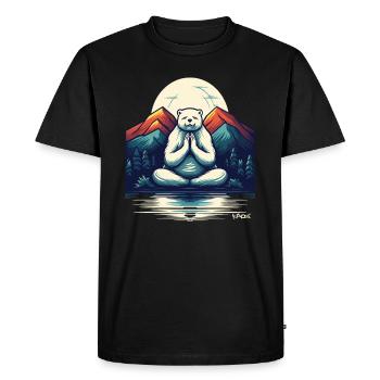 Un ours polaire méditant dans la nature - T-shirt Premium bio Homme - noir - Devant - Nico (187cm)