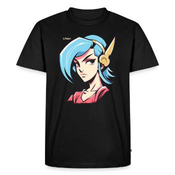 Cool wings and a calm anime girl - Men's Premium Organic T-Shirt - black - Front - Nico (187cm)