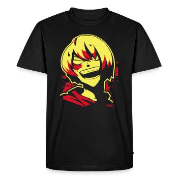 Rire doux-amer : Crazy Evil Anime Girl - T-shirt Premium bio Homme - noir - Devant - Nico (187cm)