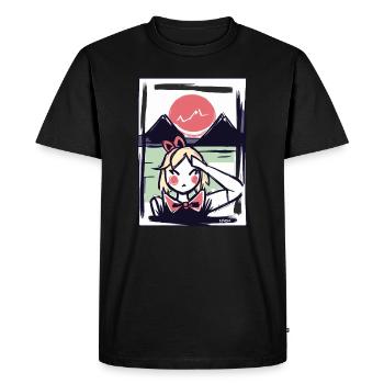 Fille japonaise au Japon sous le soleil rouge - T-shirt Premium bio Homme - noir - Devant - Nico (187cm)