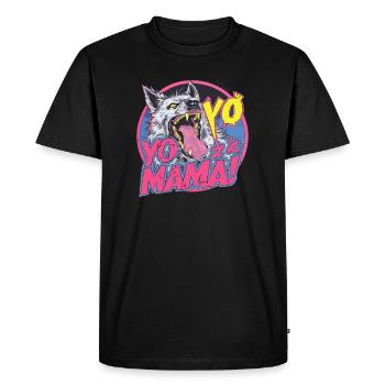 Animal wolf with teeth, yo! Yo Mama, your mother - Men's Premium Organic T-Shirt - black - Front - Nico (187cm)