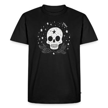 Starry sky with stars and cool skull - Men's Premium Organic T-Shirt - black - Front - Nico (187cm)