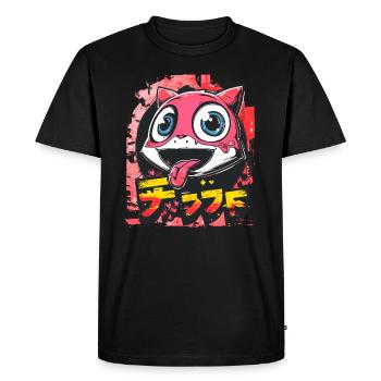Graffiti Japonais Mignon Coquine Anime Chat - T-shirt Premium bio Homme - noir - Devant - Nico (187cm)