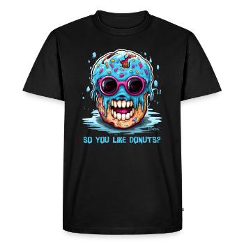 Ugly Donut : Alors vous aimez les beignets ? - T-shirt Premium bio Homme - noir - Devant - Nico (187cm)