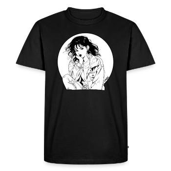 des années 80 ou 90 japonaise fille Manga - T-shirt Premium bio Homme - noir - Devant - Nico (187cm)