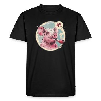 Cochon et sifflet détendus et frais - T-shirt Premium bio Homme - noir - Devant - Nico (187cm)