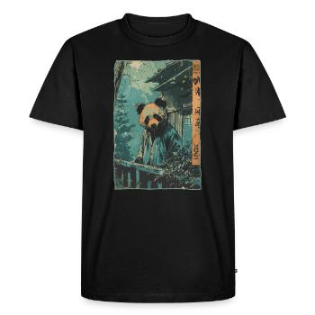 Bamboo forest and panda in China - Men's Premium Organic T-Shirt - black - Front - Nico (187cm)