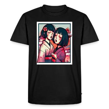 Deux filles animées japonaises en kimono - T-shirt Premium bio Homme - noir - Devant - Nico (187cm)