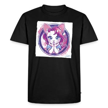 Chat Anime Comique Vous Regardez - T-shirt Premium bio Homme - noir - Devant - Nico (187cm)