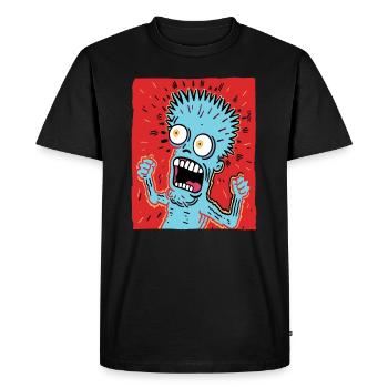 Cartoon art of a crazy guy - Men's Premium Organic T-Shirt - black - Front - Nico (187cm)