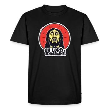 Jésus-Christ, Dieu, jette la cervelle du ciel - T-shirt Premium bio Homme - noir - Devant - Nico (187cm)