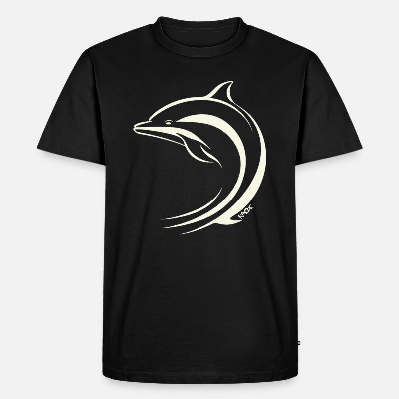 Minimal Delfin - Männer Premium Bio T-Shirt - Schwarz