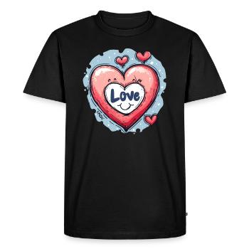 Cœur d’amour - T-shirt Premium bio Homme - noir - Devant - Nico (187cm)