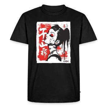 Fille japonaise cool - T-shirt Premium bio Homme - noir - Devant - Nico (187cm)