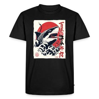Cool fumer le requin japonais - T-shirt Premium bio Homme - noir - Devant - Nico (187cm)