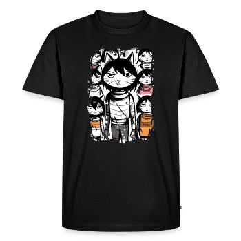Clone Street Cats : Chat de Street Art - T-shirt Premium bio Homme - noir - Devant - Nico (187cm)