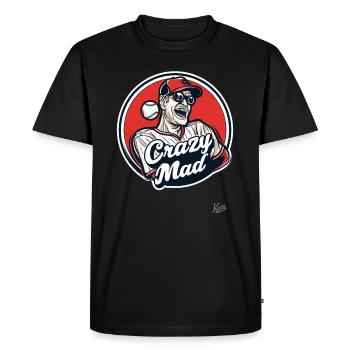 Crazy Mad, the crazy and insane - Men's Premium Organic T-Shirt - black - Front - Nico (187cm)