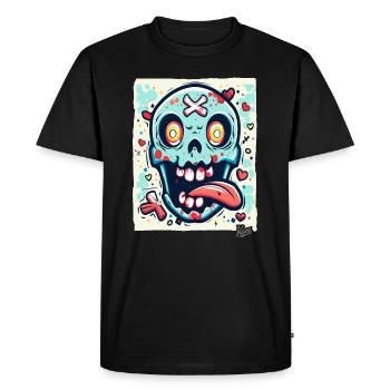 Crazy, Funny, Crazy-Colorful Skull - Men's Premium Organic T-Shirt - black - Front - Nico (187cm)