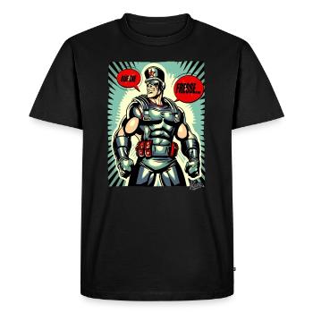Cyborg Cyber Muscle Prolétaire : Dans le visage - T-shirt Premium bio Homme - noir - Devant - Nico (187cm)