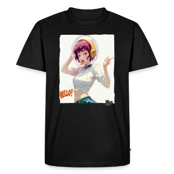 Drôle d’astronaute dit bonjour - T-shirt Premium bio Homme - noir - Devant - Nico (187cm)
