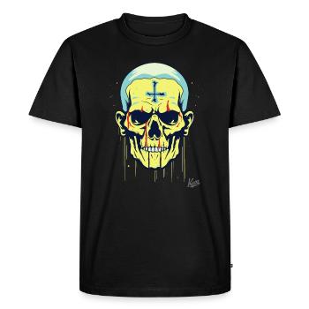 Un crâne de dessin animé cool - T-shirt Premium bio Homme - noir - Devant - Nico (187cm)