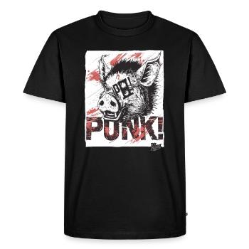 Angry Punk Pig - Men's Premium Organic T-Shirt - black - Front - Nico (187cm)
