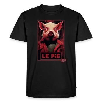 Fausse affiche du film Le Pig : Quand les cochons volent - T-shirt Premium bio Homme - noir - Devant - Nico (187cm)