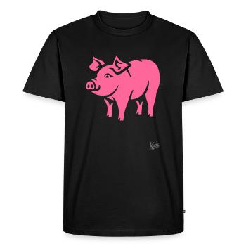 Cochon rose : le cochon rose est stylé ! - T-shirt Premium bio Homme - noir - Devant - Nico (187cm)