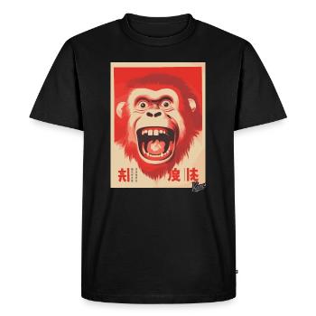 Angry happy crazy japanese monkey - Men's Premium Organic T-Shirt - black - Front - Nico (187cm)