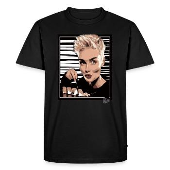 Coupe Pixie et délicieux sushis tendance - T-shirt Premium bio Homme - noir - Devant - Nico (187cm)