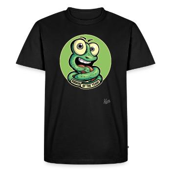 Recrue drôle de l’année : Cartoon Worm - T-shirt Premium bio Homme - noir - Devant - Nico (187cm)