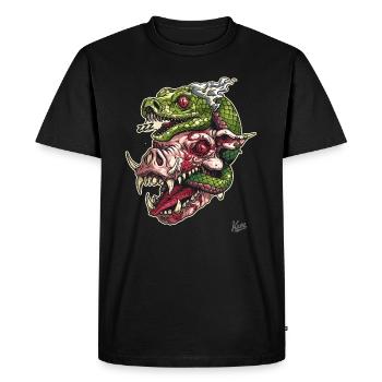 Crâne de serpent à tête de cochon zombie - T-shirt Premium bio Homme - noir - Devant - Nico (187cm)