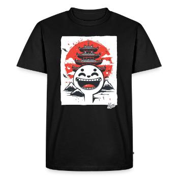 Japanese Mountains: Shinto Pagoda Laughing Face - Men's Premium Organic T-Shirt - black - Front - Nico (187cm)