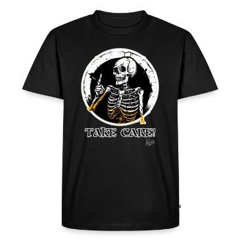 Conseil du Crâne de Squelette : Attention ! - T-shirt Premium bio Homme - noir - Devant - Nico (187cm)
