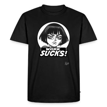 Japanese cartoon girl: work is annoying - Men's Premium Organic T-Shirt - black - Front - Nico (187cm)