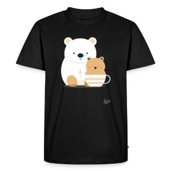 Grand ours et petit ours dans une tasse à café - T-shirt Premium bio Homme - noir - Devant - Nico (187cm)